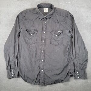 Lucky Brand Sportswear Western Shirt Pearl Snap Mens Large Gray‎ Long Sleeve